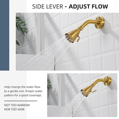 Angle Simple High Flow Shower Head Adjustable, G 1/2, Brushed Dark Gold | Brass, High Pressure Shower Sprayer for Outdoor, Adjustable Angle and Water Flow, No Flow Restrictor, Easy to Wash Clean