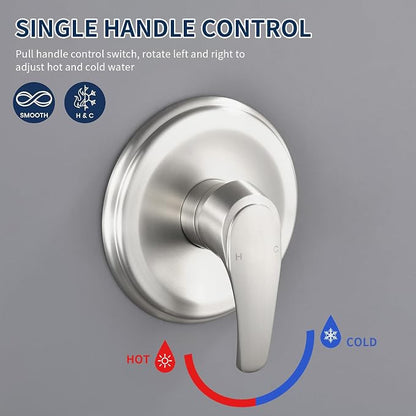 Shower Faucet Set Complete Shower Kit Dual Shower Head and Handheld 2 in 1 Combo Set Shower System Shower Trim Kit Combo Set Shower Fixtures, Brushed Nickel