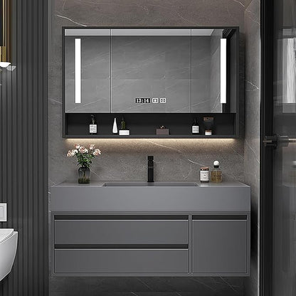 44IN Bathroom Vanity - Modern Floating Vanity with Sink Top, Including Wall Mounted Smart Defogging Mirror, for Bathroom