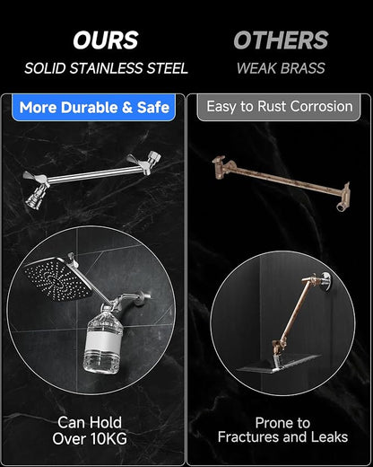 Veken 11.8" Rainfall Shower Head, 11" Stainless Steel Exension Arm | Rectangular Rainfall Showerhead,Height & Angle Decor Adjustable, High Pressure, Bathroom Accessories, Chrome