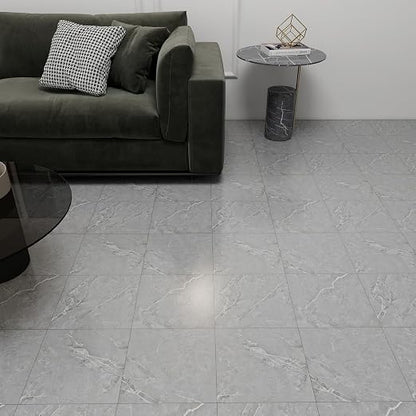 30-Pack 12"x12" Marble Peel and Stick Floor Tiles Waterproof Self Adhesive Vinyl DIY Flooring for Bedroom, Bathroom, Kitchen, RV, Cover 30 Sq. Ft, Grey Marble