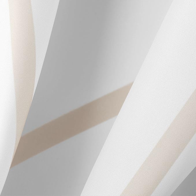 mDesign Fabric Geometric Shower Curtain - Herringbone Chevron Print with Reinforced Buttonholes for Master/Guest Bathroom - Machine Washable & Water Resistant Curtains - 72" x 72" - Beige/White