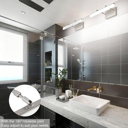 Aipsun Brushed Nickel Vanity Light 16 inch Modern Wall Sconces Adjustable LED Bathroom Light Fixtures Over Mirror Rotatable Vanity Lighting 5500K