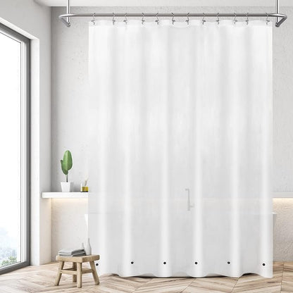 Mrs Awesome Long Shower Curtain Liner with 6 Magnets 72 x 80 inch, Frost | Thick PEVA Heavy Duty,12 Rustproof Grommets, Waterproof Frosted Shower Curtain Plastic 72x80 for Bathroom Long Size