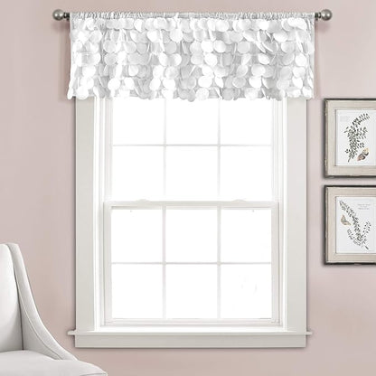 Lush Décor, White Lush Decor Gigi Valance Textured Window Kitchen Curtain (Single), 70" W x 14" L