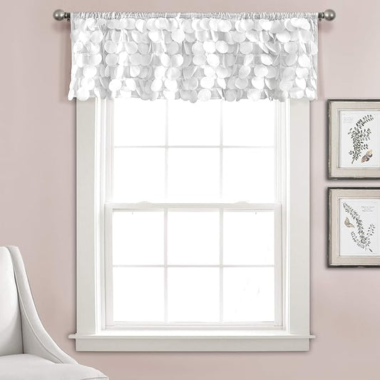 Lush Décor, White Lush Decor Gigi Valance Textured Window Kitchen Curtain (Single), 70" W x 14" L