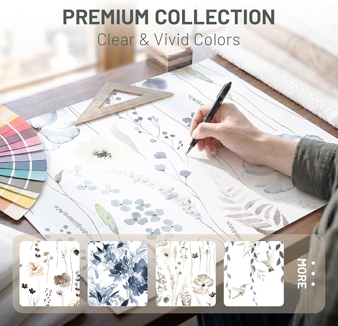 No Hook Floral Shower Curtain with Liner, Navy Blue, 71x74 | Snap in Liner, 3 in 1, Water Repellent, Easy Install, Machine Washable, Hotel Style for Bathroom, Watercolor Pattern