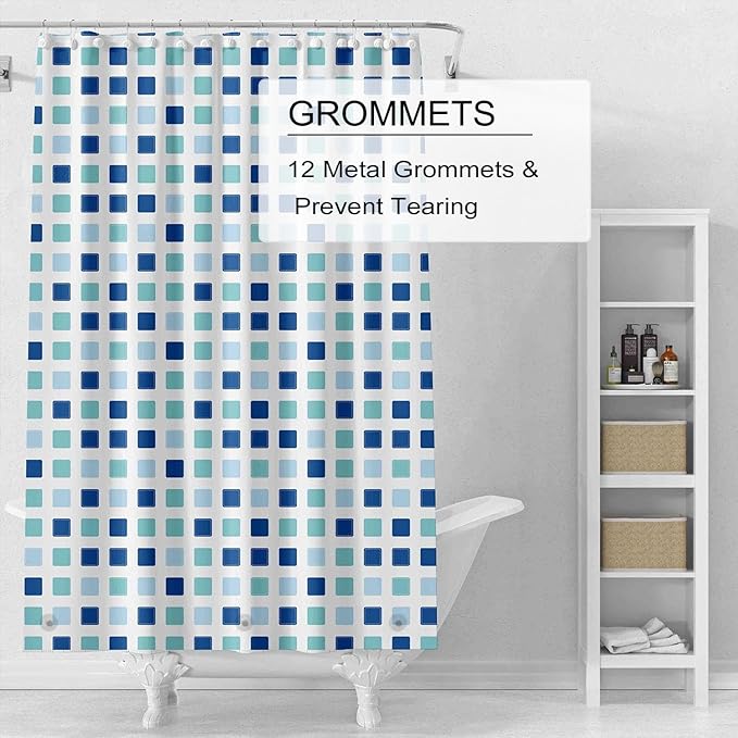 Shower Curtain Liner, 4G PEVA Shower Liner, Plastic Peva Waterproof Shower Curtains, 72x72 inch with Grommet Holes 3 Magnetic Weights