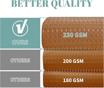 No Hook Waffle Shower Curtain with Snap-in Liner, 71x74 Inch, Burnt Orange | 230 GSM waffle weave fabric, waterproof liner set with 2 bottom magnets, mesh top window, washable, for bathroom or hotel use