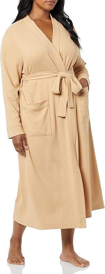 Amazon Essentials Women's Lightweight Waffle Full-Length Bath Robe (Available in Plus Size)