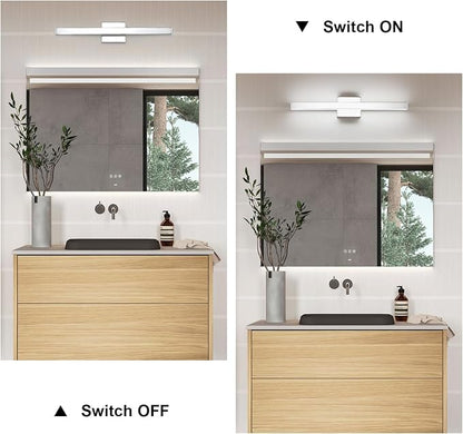 LED Modern Bathroom Vanity Light Fixtures (24-Inch, Cool White 6000K), Modern Acrylic Bathroom Wall Lighting Fixtures for Bathroom Over Mirror, Chrome