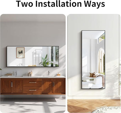 KOCUUY Black Bathroom Mirrors, 60"x24" Large Rectangle Mirrors for Bathroom Sink, Oversized Wall Mirror Black Metal Framed Decor for Living Room, Farmhouse, Entryway, Hang Horizontal/Vertical