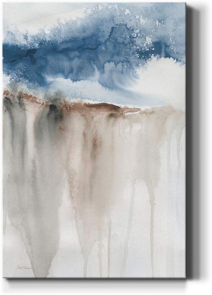 Renditions Gallery Canvas Nature Wall Art Modern Paintings Decorations Rough Blue Water Cliff Canvas Abstract Wall Hanging Artwork Prints for Bedroom Living Office Kitchen - 8"x12" LT02