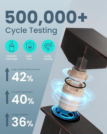 Oil Rubbed Bronze Bathroom Faucet - ARCORA Waterfall Bathroom Faucet Single Handle Mixer Tap Lavatory Vanity Sink Faucet with Deck Plate and Pop Up Drain, 1 or 3 Hole