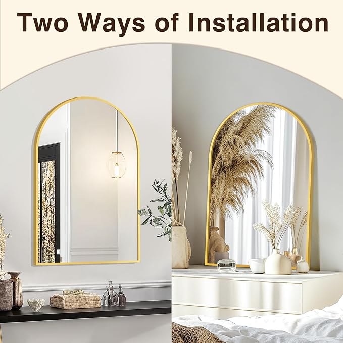 FICTOR 20" x 30" Arched Bathroom Vanity Mirror for Over Sink, Gold | Anti-Rust Metal Framed, HD Tempered Shatter-Proof Glass, Modern Wall Mirror for Entryway, Living Room, Bedroom