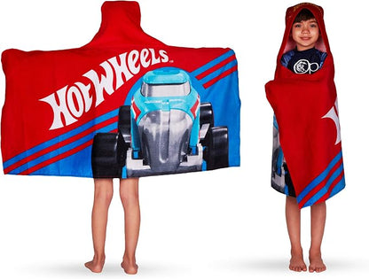 Hot Wheels Soft Cotton Bath/Pool/Beach Terry Hooded Towel Wrap, 24" x 50", By Franco Kids