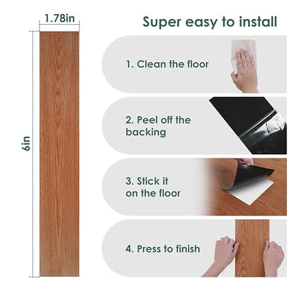 VallisCo 36-Pack Peel and Stick Vinyl Flooring - Self-Adhesive Waterproof Vinyl Flooring for Bedroom, Kitchens, Living Spaces, Unique Design, Easy to Install Floor Covers 54 Sq. Ft