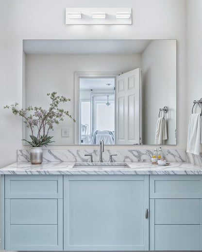 VONLUCE LED Modern Bathroom Vanity Light Fixture, Matte White | 18'', 3-Light, 3CCT, 360° Rotate, High CRI, Flicker-free, Dimmable, Memory Function, Waterproof IP44, Easy Installation