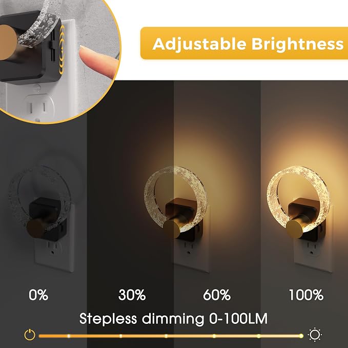 L LOHAS LED Night Lights Plug into Wall, 2 Pack Plug in Night Lights | Light Sensor, 3000K Soft White, 0-100LM Brightness Adjustable, Bubble Nightlight for Bathroom Bedroom Hallway