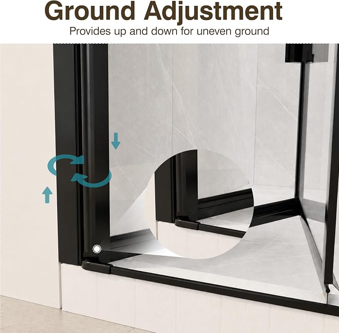 34-35.2" W x 72" H Frameless Bifold Pivot Swing Shower Door | 1/4" (6mm) Clear SGCC Tempered Glass with a space-saving folding Bathroom Door, Reversible Installation, Matte Black Finish