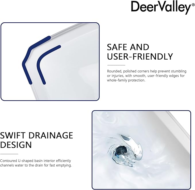 DeerValley Dynasty 23x19 Inch White Ceramic Pedestal Bathroom Sink with Overflow, Single Faucet Hole, DV-1P52201