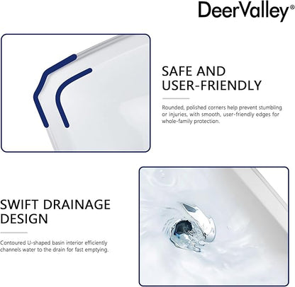 DeerValley Dynasty 23x19 Inch White Ceramic Pedestal Bathroom Sink with Overflow, Single Faucet Hole, DV-1P52201