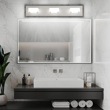 Ralbay Brushed Nickel Bathroom Vanity Lights 24inch Metal Acrylic LED Modern Bathroom Wall Lighting Fixtures Brushed Nickel (White Light 6000K, Non-dimmable)