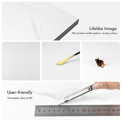 20-Pack 12"x12" Marble Peel and Stick Floor Tiles Waterproof Self Adhesive Vinyl DIY Flooring for Bedroom, Bathroom, Kitchen, RV, Cover 20 Sq. Ft, White Marble