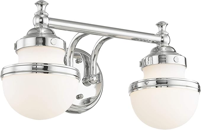 Livex Lighting 5712-05 Transitional Two Light Bath Vanity from Oldwick Collection Finish, Polished Chrome 15 x 7.25 x 8.25