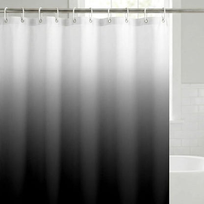 Americanflat 71x74 Black Ombre Shower Curtain - Water-Resistant Long Shower Curtain with Durable Metal Grommets and 12 Hooks - 100% Polyester