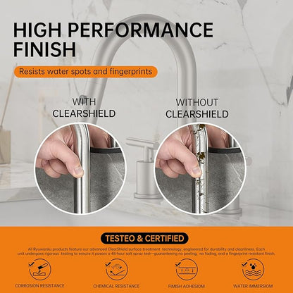 Brushed Nickel Pull Down Bathroom Faucet with Pop-up Drain, 8 inch Widespread Bathroom Faucet 3 Hole with Pull Down Sprayer 2 Modes, 8'' Brushed Nickel Bathroom Faucet with Supply Lines