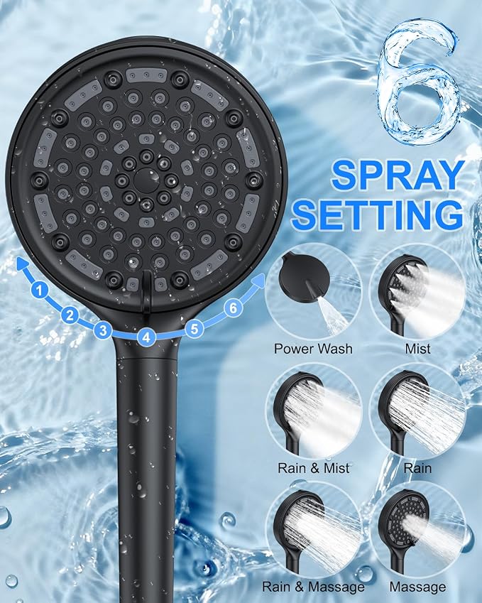 Matte Black 11-Inch Rainfall Shower System – Premium Filtered Handheld Sprayer & Fixed Shower Head, Complete Bathroom Set Faucet Mixer Trim & Valve