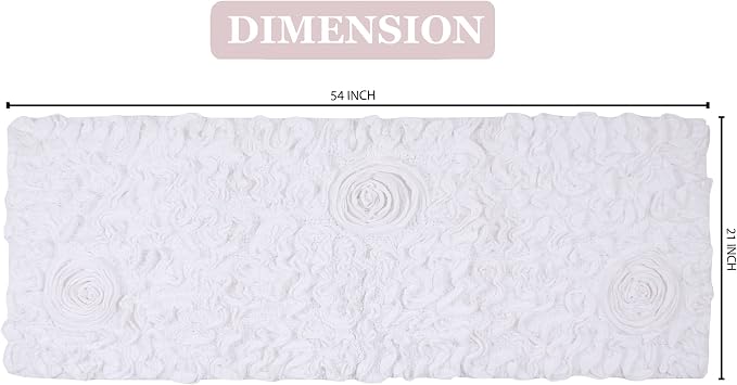 Home Weavers Bell Flower Collection 100% Cotton Tufted Bath Rugs, Extra Soft and Absorbent Bath Rugs, Non-Slip Bath Mats, Machine Washable, Bath Mats for Bathroom Floor and Tub, 21"x54" Runner, White