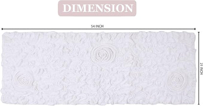 Home Weavers Bell Flower Collection 100% Cotton Tufted Bath Rugs, Extra Soft and Absorbent Bath Rugs, Non-Slip Bath Mats, Machine Washable, Bath Mats for Bathroom Floor and Tub, 21"x54" Runner, White