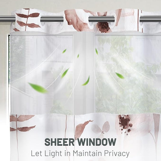 No Hook Floral Shower Curtain with Liner, Blush, 71x74 | Snap in Liner, 3 in 1, Water Repellent, Easy Install, Machine Washable, Hotel Style for Bathroom, Watercolor Pattern