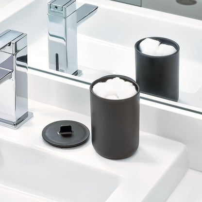 iDesign Cade Canister Bathroom Storage Jar with Lid, Matte Black | 3.14" x 3.14" x 5.09", For Bathroom, For Vanity, For Desk, For Countertop