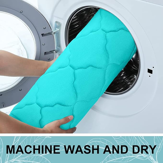 OLANLY Memory Foam Bath Mat Rug 47x32, Ultra Soft and Absorbent Bathroom Rugs, Non-Slip, Comfortable, Machine Washable Bath Carpet for Bathroom Floor, Tub, Shower and Home Decor Accessories, Teal