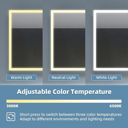 LED Medicine Cabinet 48x30 Anti-Fog Mirror Dimmable Recessed Mount | 3 Color Dimmable LED. Time Temp Display. Anti-Fog IP44. 2 Outlets+2 USB. Plug-in/Hardwired. Recessed/Wall Mount