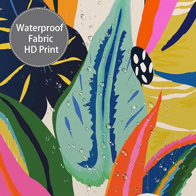 Boho Colorful Floral Shower Curtain, Abstract Art Modern Asthetic Jungle Plant Leaf Bathroom Curtain with 12 Hooks, Waterproof Polyester Fabric Bath Curtain with Hooks 72x72 Inch