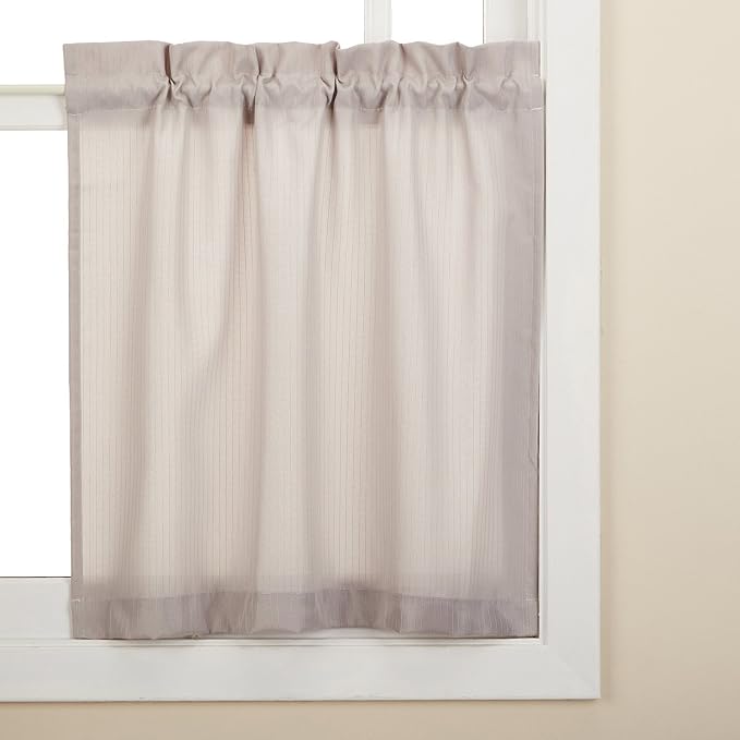 Sweet Home Collection Kitchen Window Tier, Swag, or Valance Curtain Treatment in Stylish and Unique Patterns and Designs for All Home Décor, 36", Ribcord Gray