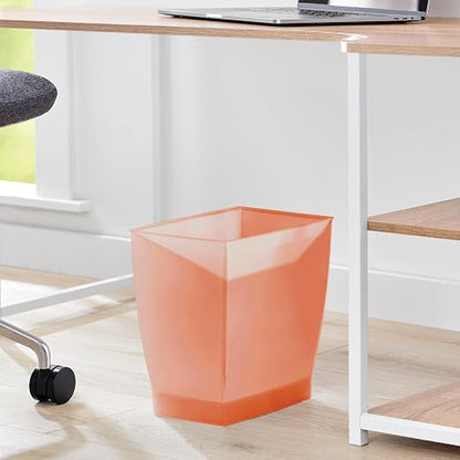 iDesign Small Plastic Bathroom Trash Can, Slim Rectangle, 2-Pack, Orange | Bedroom, Office, Dorm