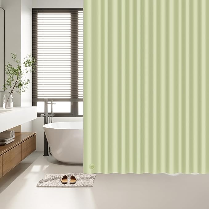 EHZNZIE Shower Curtain Liner Light Weight PEVA, Shower Liner 72x72 Inches, Waterproof, No Chemical Smell with 12 Rust Proof Metal Grommets for Bathroom Shower Curtain, Sage