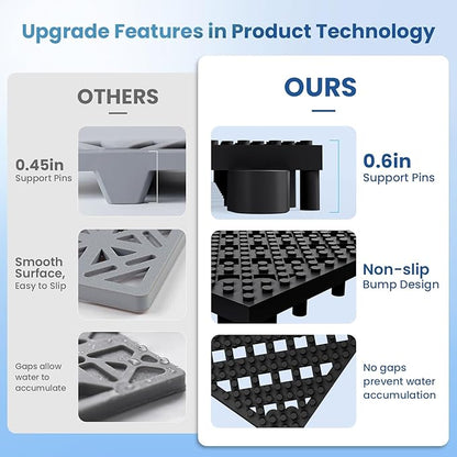 12-Pcs Interlocking Tile, Indoor/Outdoor Drainage Interlocking Floor Tiles 11.8" x 11.8", Anti-Slip Waterproof Soft PVC Splicing Flooring Tile for Garage Patio Pool Bathroom, Black