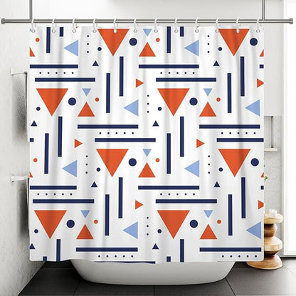 Abstract Geometric Shower Curtain Colorful Geometric Abstract Boho Orange Triangle, Modern Minimalist Boho Art Bathroom Decor Waterproof Fabric Bath Curtain 48x72 inch