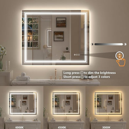48x40 inch LED Bathroom Mirror for Wall | Dimmable, Backlit and Front Lighted Vanity Mirror, Anti-Fog, Shatterproof, Memory, ETL Listed (Horizontal/Vertical)