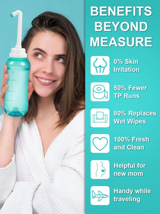 Peri Bottle for Travel Bidet - Care,Portable Travel Squeeze Bottle Bidet for Women Personal Hygiene Cleaning,2 Tubes for Baby Mom and 16.9OZ(Green)