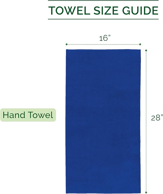 Elegant Comfort Luxury 100% Turkish Cotton Corduroy Ribbed 4 Pack Hand Towel Set 16 x 28 Inch - Absorbent, Super Soft, Quick Dry, Premium Towels for Bathroom, Gym, Spa and Hotel Use, Royal Blue