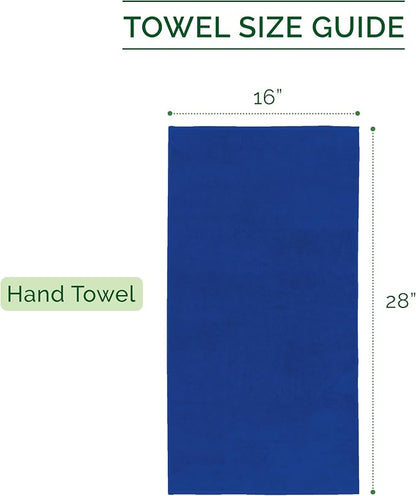 Elegant Comfort Luxury 100% Turkish Cotton Corduroy Ribbed 4 Pack Hand Towel Set 16 x 28 Inch - Absorbent, Super Soft, Quick Dry, Premium Towels for Bathroom, Gym, Spa and Hotel Use, Royal Blue