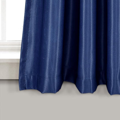 Lush Decor Weeping Flower Light Filtering Window Curtain Panels, Pair, 52" W x 63" L + 2" Header, Navy - Charming Modern Floral Curtains for Living Room, Dining Room, & Bedroom (Pack of 8)