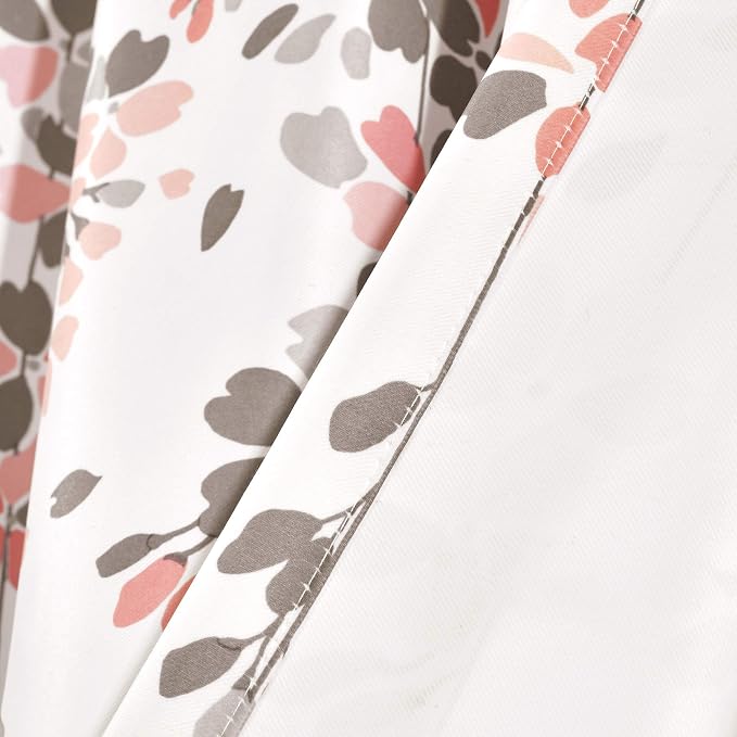 Lush Decor Weeping Flower Light Filtering Window Curtain Panels, Pair, 52"W x 63"L + 2" Header, Blush & Gray - Charming Modern Floral Curtains for Living Room, Dining Room, & Bedroom